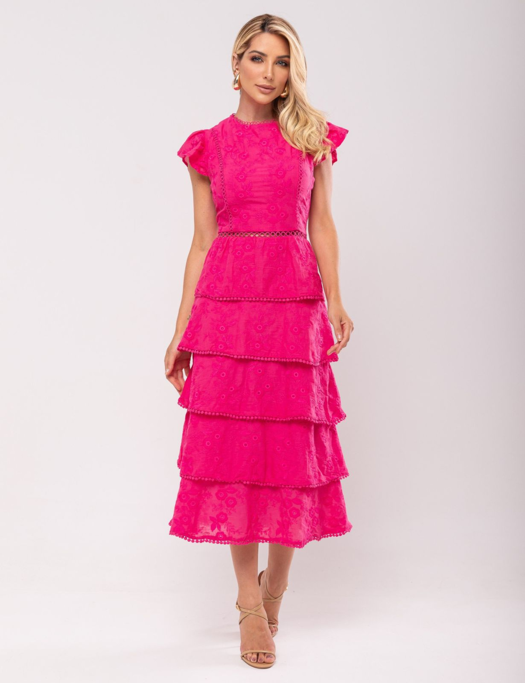 Vestido Laise Babados Miriam Rosa
