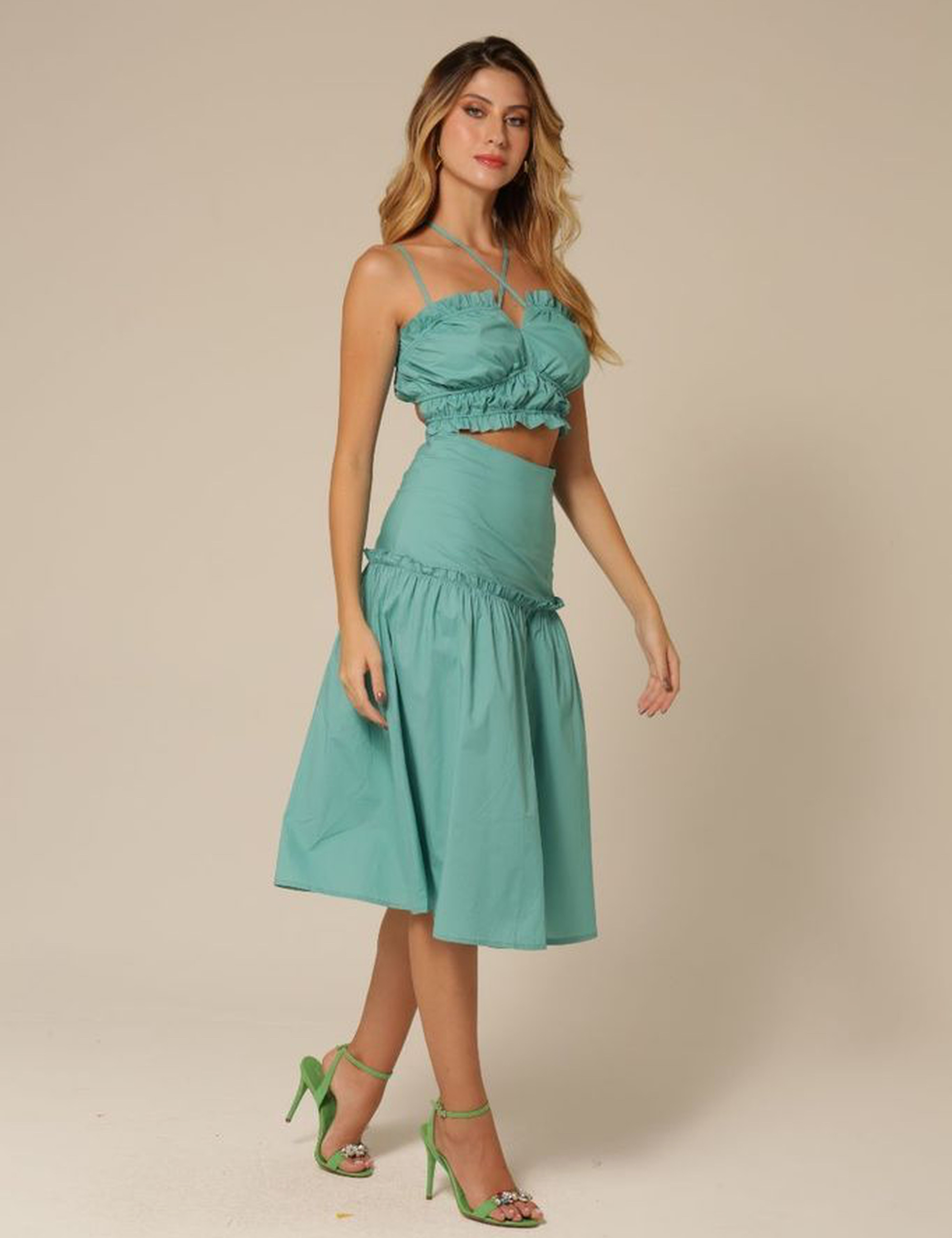 Conjunto Franzido Amarração Serena Verde