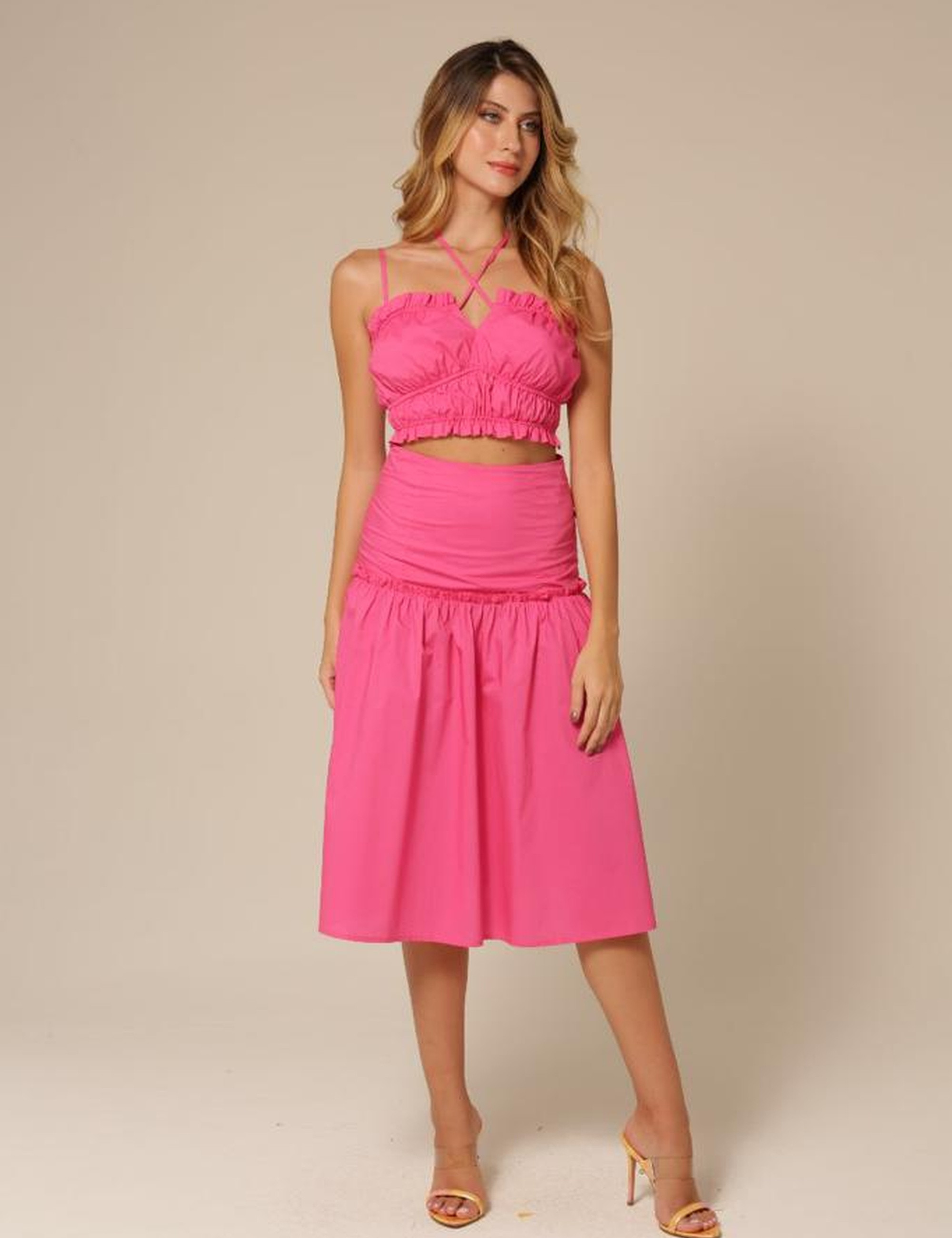Conjunto Franzido Amarração Serena Pink