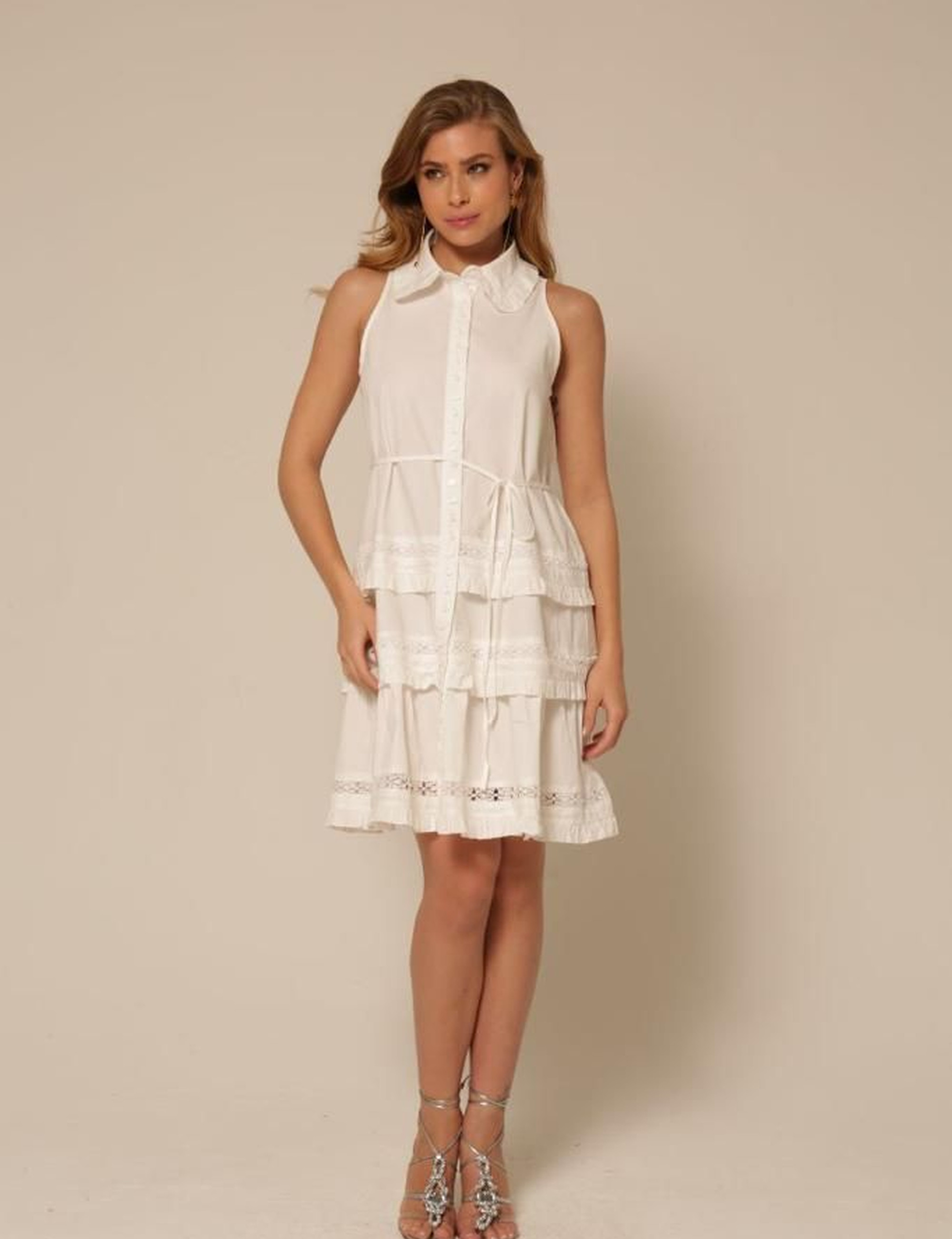 Vestido Chemise Sem Manga Lorena Off