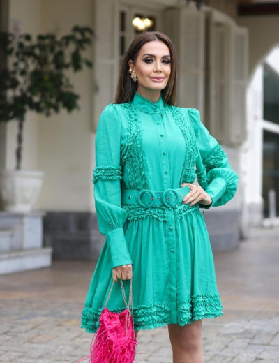 Vestido Chemise Babados Sarah Verde