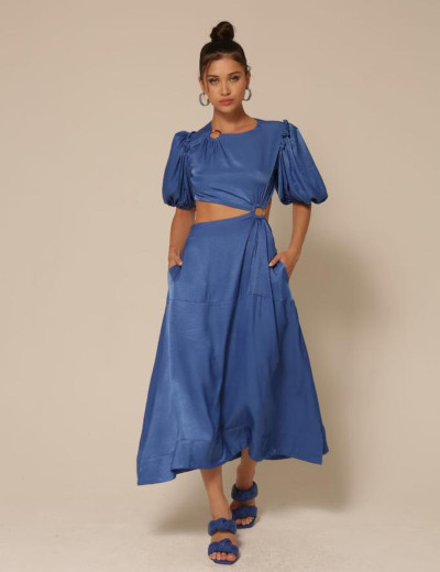 Vestido Longuete Brilho Sandy Azul