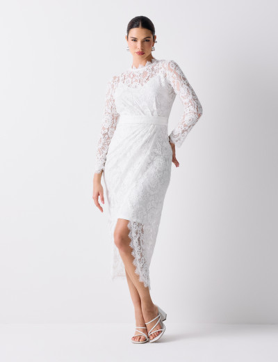Vestido Renda Transpassado Elis Off White