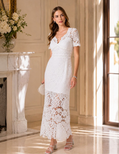 Vestido Renda Floral Vitória Off White