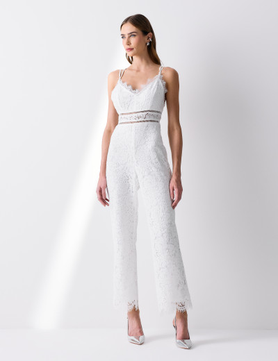 Macacão Renda Cruzado Letícia Off White