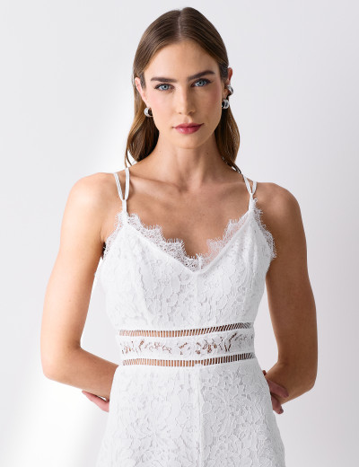 Macacão Renda Cruzado Letícia Off White