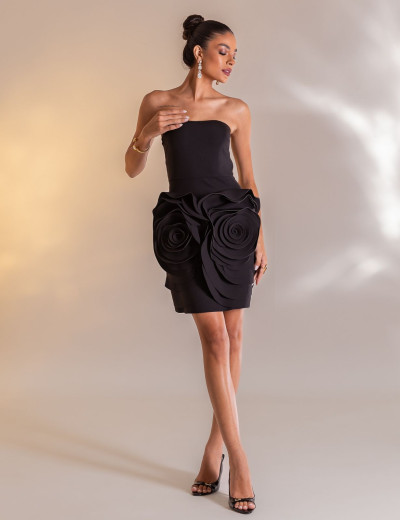 Vestido Flores Duplas Ariana Preto
