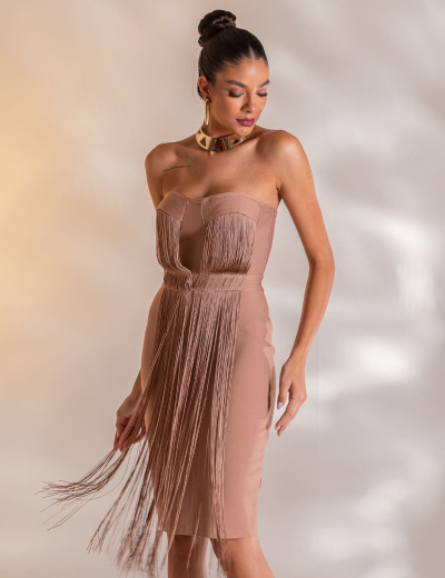 Vestido Franja Líria Nude