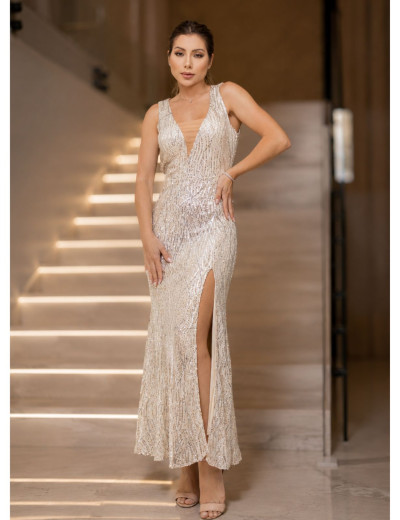 Vestido Decote Costas Paetê Cristina Off