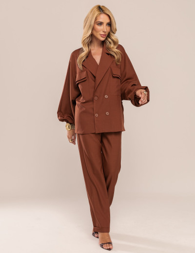 CONJUNTO CAMISA OVERSIZED ZURI MARROM