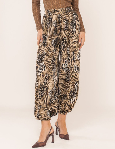 CALÇA ALADIM AIMAL PRINT KIARA MARROM