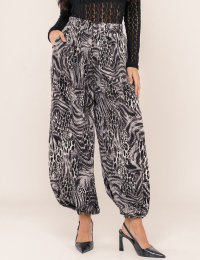 CALÇA ALADIM AIMAL PRINT KIARA PRETA