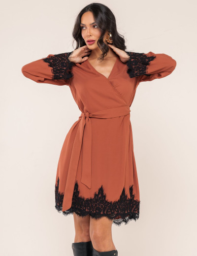VESTIDO TRANSPASSADO ELENA CARAMELO