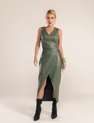 CONJUNTO COURO PU SAVANA VERDE OLIVA
