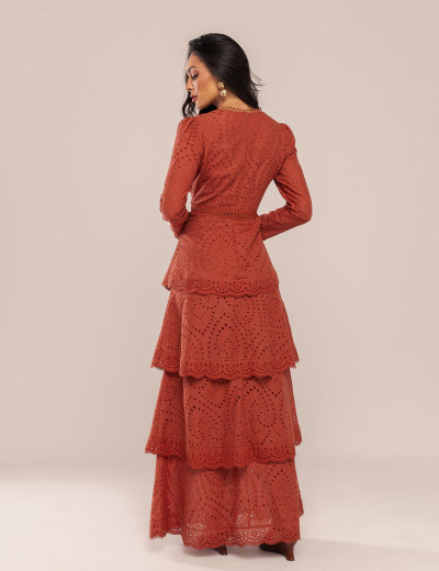 VESTIDO LONGO LAISE PÉROLA MARROM