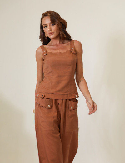 CONJUNTO EM LINHO LENA MARROM