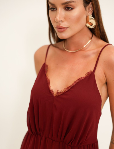 VESTIDO LONGO CREPE MELINA MARSALA