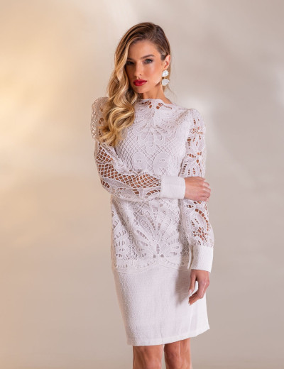 VESTIDO RENDA ESTEFANY OFF WHITE