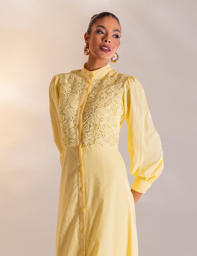 VESTIDO LONGO GUIPIR DOMINIQUE AMARELO