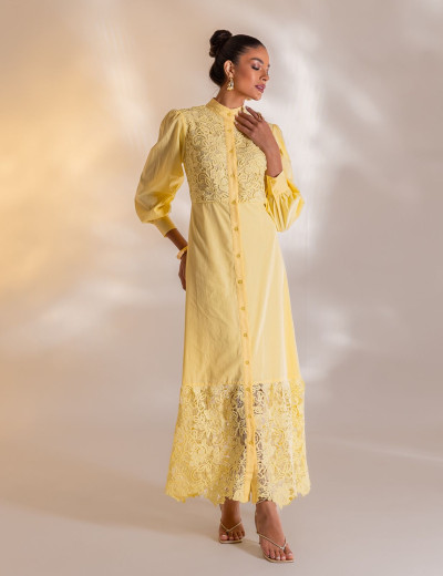 VESTIDO LONGO GUIPIR DOMINIQUE AMARELO