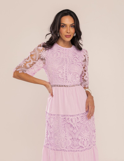 VESTIDO LONGO EM RENDA EMMA LAVANDA