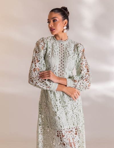 VESTIDO MIDI GUIPIR FLORA VERDE