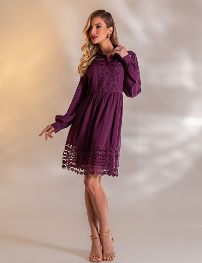 VESTIDO CURTO GUIPIR ISADORA UVA