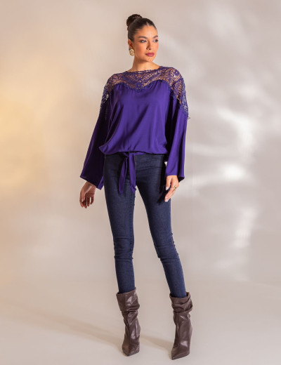 BLUSA EM VISCOSE ARIELA AZUL