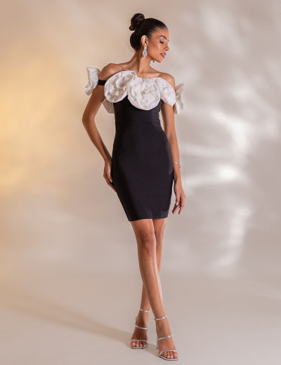 Vestido Flores Dália Preto