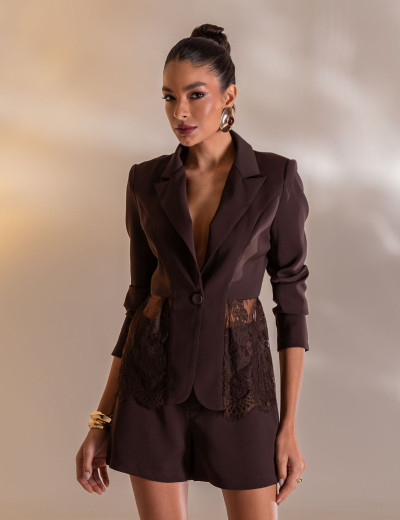 CONJUNTO ALFAIATARIA PERLA MARROM