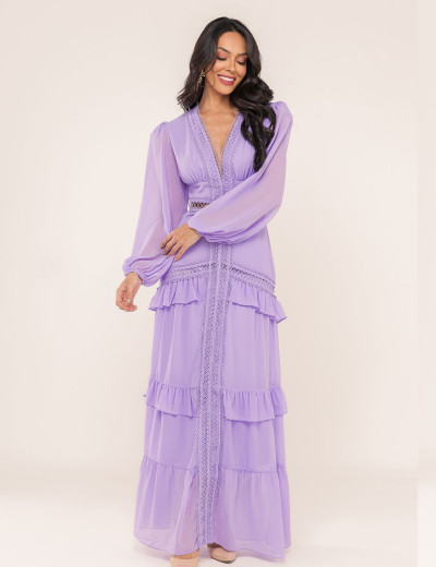VESTIDO  DECOTE V DONATELA LAVANDA