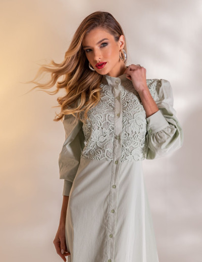 VESTIDO LONGO GUIPIR DOMINIQUE VERDE