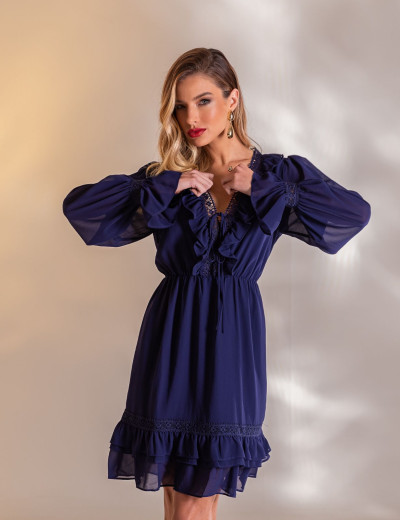 VESTIDO CURTO JULIANA AZUL MARINHO