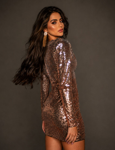 Vestido Entrelaçado Paetê Susie Rosa