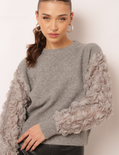 BLUSA BORDADA RACHEL CINZA