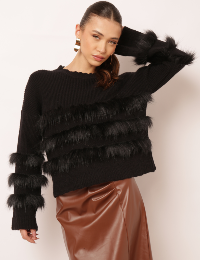 BLUSÃO TRICOT LIZZIE PRETO