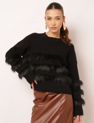 BLUSÃO TRICOT LIZZIE PRETO