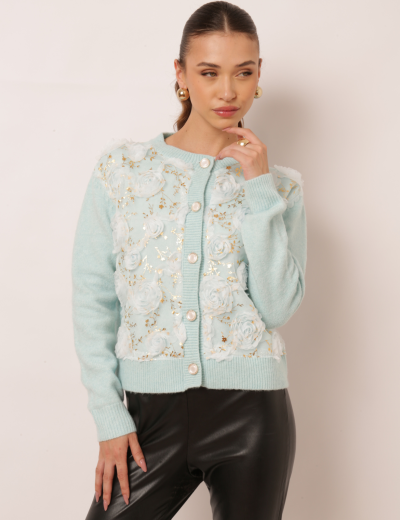 CARDIGAN FLORES CLEMENTINE AZUL