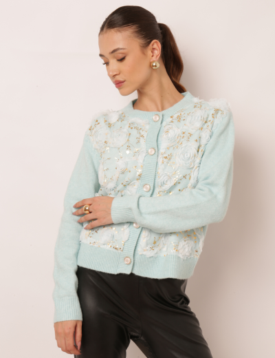 CARDIGAN FLORES CLEMENTINE AZUL