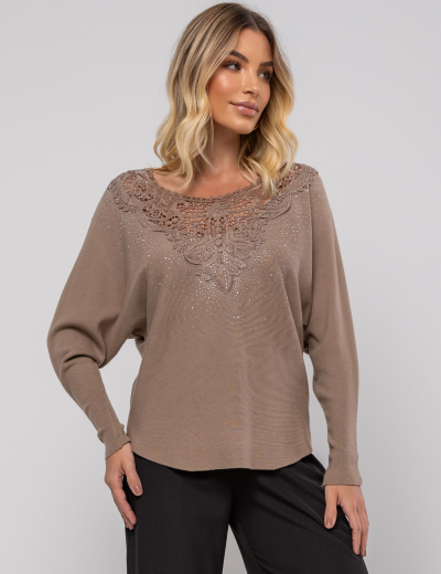 BLUSA MODA APLIQUE LILIAM CAQUI