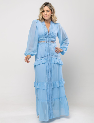 VESTIDO DE VOIL NOÉLIA PLUS AZUL