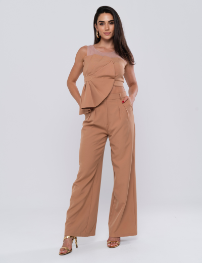 Conjunto Alfaiataria Pregas Megan Bege