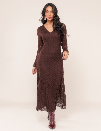 VESTIDO EM RENDA SABRINA CAFÉ