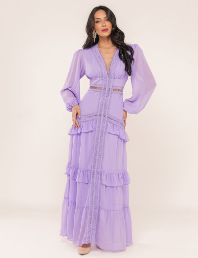 VESTIDO  DECOTE V DONATELA LAVANDA