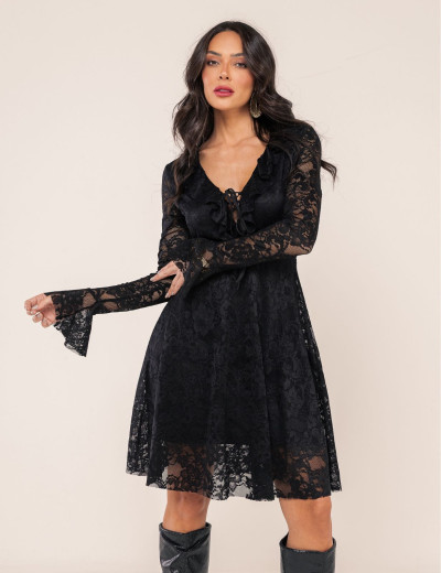 VESTIDO EM RENDA LAVÍNIA PRETO