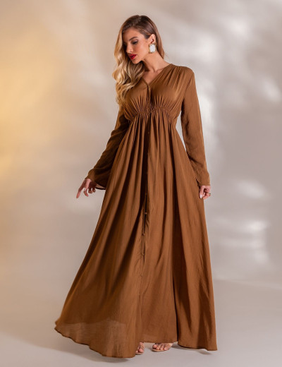 VESTIDO LONGO MIRELLA MARROM