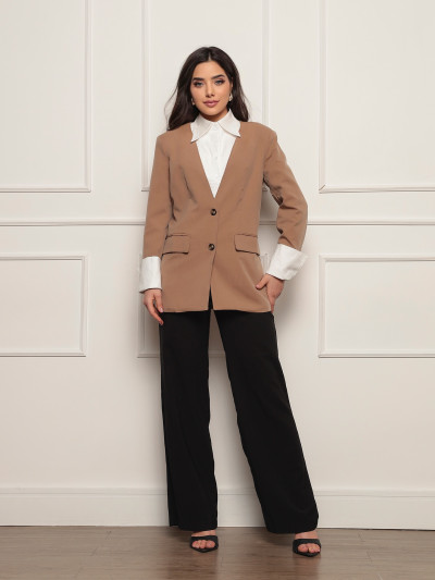 Blazer Desconstruído Camisa Amanda Bege