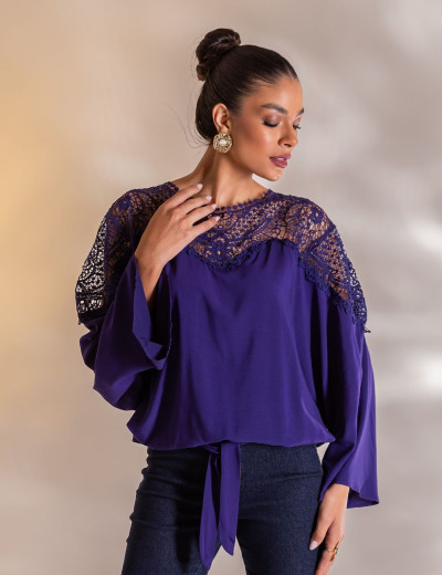 BLUSA EM VISCOSE ARIELA AZUL