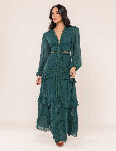 VESTIDO  DECOTE V DONATELA VERDE