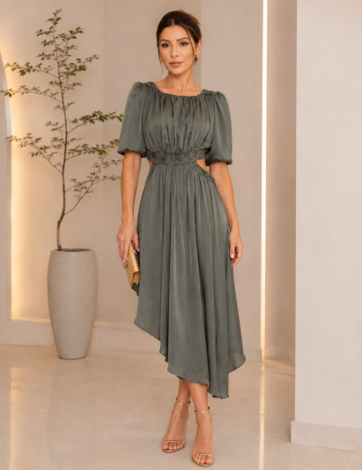 Vestido Mangas Balonê Francis Verde